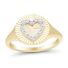 Thumbnail Image 1 of 1/10 CT. T.W. Diamond Heart Sunburst Signet Ring in 10K Gold