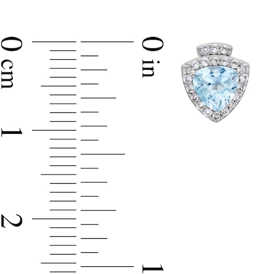 Trillion-Cut Aquamarine and White Lab-Created Sapphire Stud Earrings in Sterling Silver
