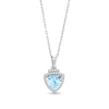 Thumbnail Image 0 of Trillion-Cut Aquamarine and White Lab-Created Sapphire Pendant in Sterling Silver – 18”