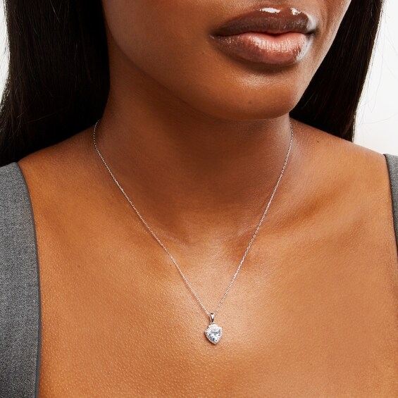 Trillion-Cut Aquamarine and White Lab-Created Sapphire Pendant in Sterling Silver â 18â