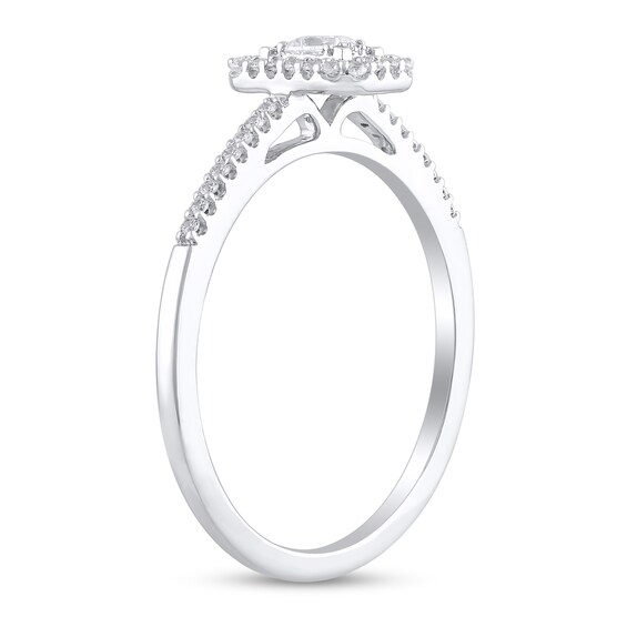 1/5 CT. T.w. Multi-Diamond Emerald-Framed Promise Ring in 10K White Gold