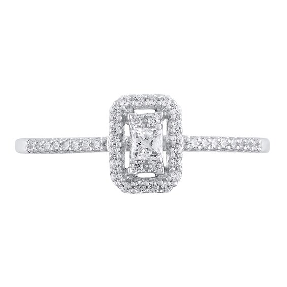 1/5 CT. T.w. Multi-Diamond Emerald-Framed Promise Ring in 10K White Gold