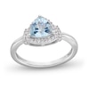 Thumbnail Image 0 of Trillion-Cut Aquamarine and White Lab-Created Sapphire Ring in Sterling Silver