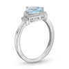 Thumbnail Image 2 of Trillion-Cut Aquamarine and White Lab-Created Sapphire Ring in Sterling Silver