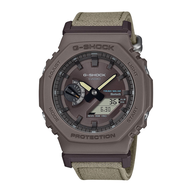 Main Image 1 of Men's Casio G-SHOCK Watch with Brown Fabric Strap (Model GAB2100CT-5A)