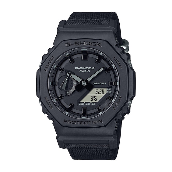 Men's Casio G-Shock Analog/Digital Display Watch with Black Cordura® Nylon Band (Model Ga2100Bce-1A)