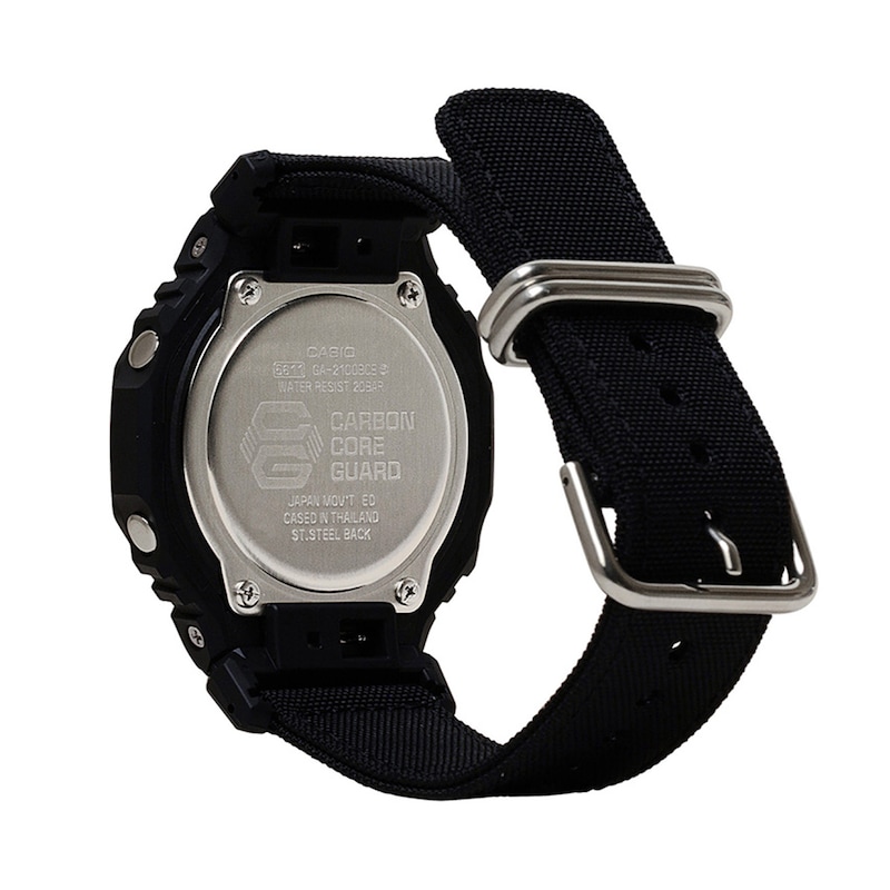 Main Image 2 of Men's Casio G-SHOCK Analog/Digital Display Watch with Black CORDURA® Nylon Band (Model  GA2100BCE-1A)