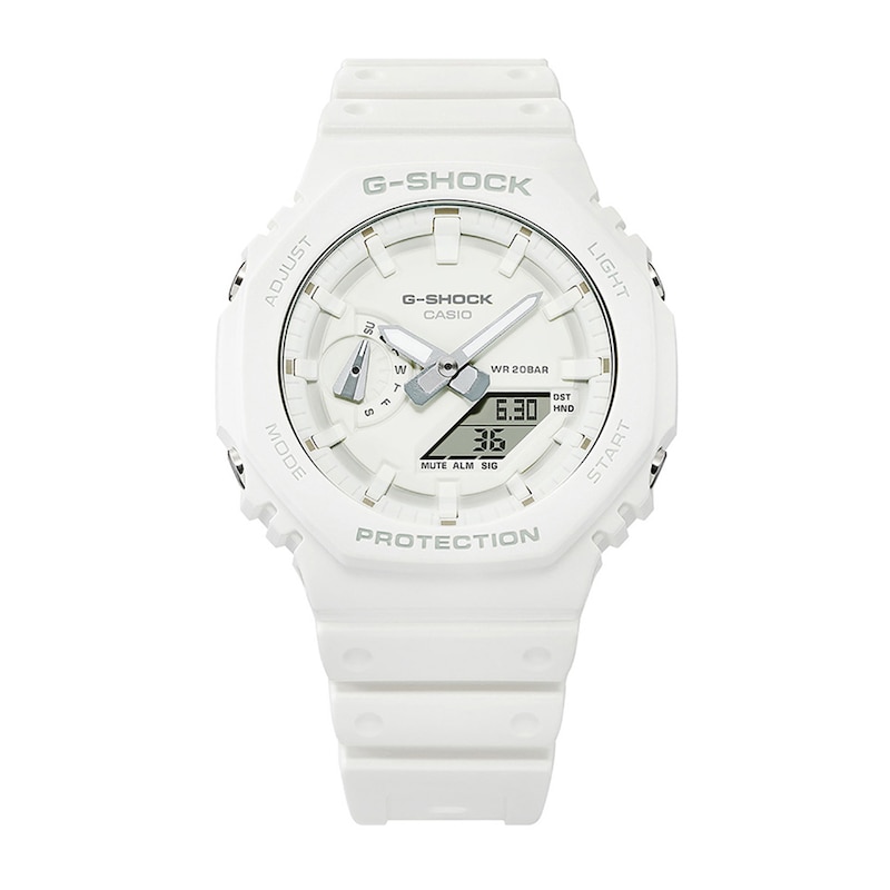 Main Image 1 of Men's Casio Tone-on-Tone G-SHOCK Analog/Digital Display Watch in White (Model  GA2100-7A7)