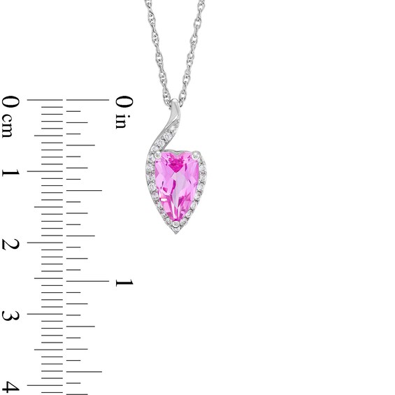 Heart-Shaped Pink Lab-Created Sapphire and White Lab-Created Sapphire Pendant in Sterling Silver â 18â