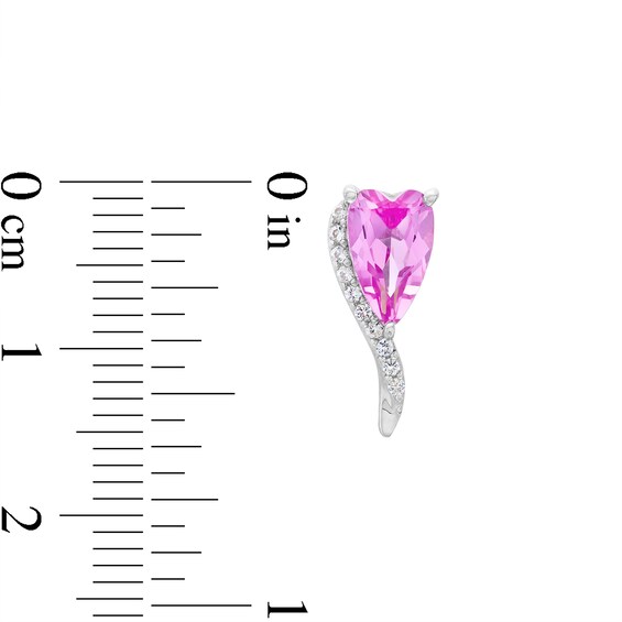 Heart-Shaped Pink Lab-Created Sapphire and White Lab-Created Sapphire Earrings in Sterling Silver