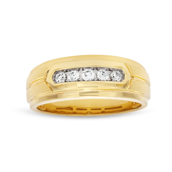 1/4 CT. T.w. Diamond Five Stone Step Edge Anniversary Band in 10K Gold