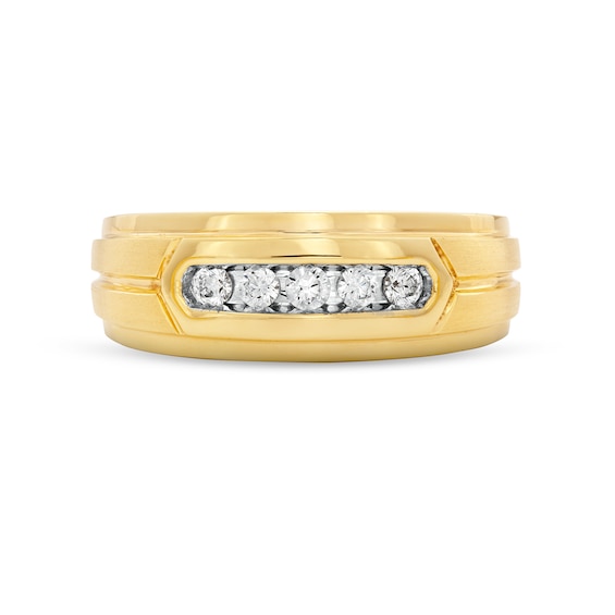 1/4 CT. T.w. Diamond Five Stone Step Edge Anniversary Band in 10K Gold