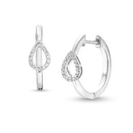 1/10 CT. T.W. Diamond Open Pear-Shaped Hoop Earrings in 10K White Gold