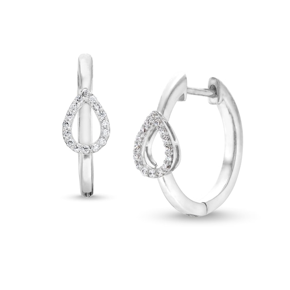 1/10 CT. T.w. Diamond Open Pear-Shaped Hoop Earrings in 10K White Gold
