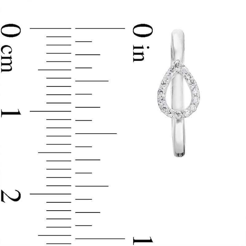 Main Image 3 of 1/10 CT. T.W. Diamond Open Pear-Shaped Hoop Earrings in 10K White Gold