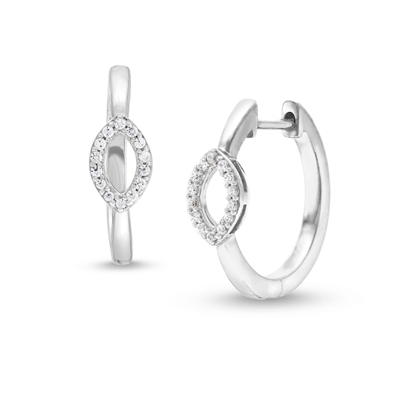 1/10 CT. T.w. Diamond Open Marquise-Shaped Hoop Earrings in 10K White Gold