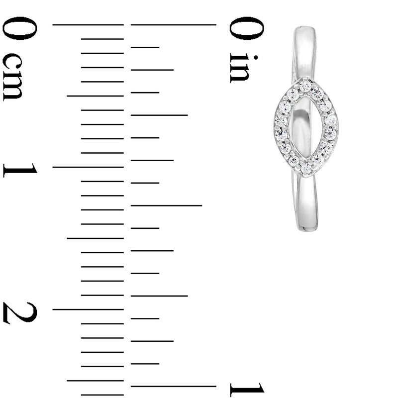 Main Image 3 of 1/10 CT. T.W. Diamond Open Marquise-Shaped Hoop Earrings in 10K White Gold