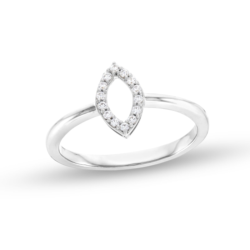 Main Image 1 of 1/10 CT. T.W. Diamond Open Marquise Ring in 10K White Gold