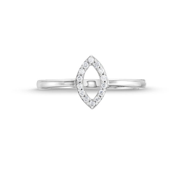 1/10 CT. T.w. Diamond Open Marquise Ring in 10K White Gold