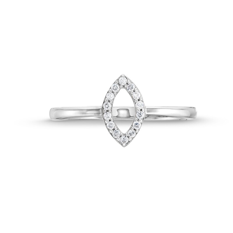 Main Image 4 of 1/10 CT. T.W. Diamond Open Marquise Ring in 10K White Gold