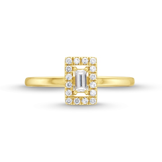 1/4 CT. T.w. Baguette-Cut and Round Diamond Frame Ring in 10K Yellow Gold