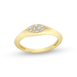 1/6 CT. T.W. Marquise-Shaped Multi-Diamond Signet Ring in 10K Yellow Gold