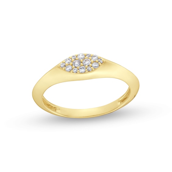 1/6 CT. T.w. Marquise-Shaped Multi-Diamond Signet Ring in 10K Yellow Gold