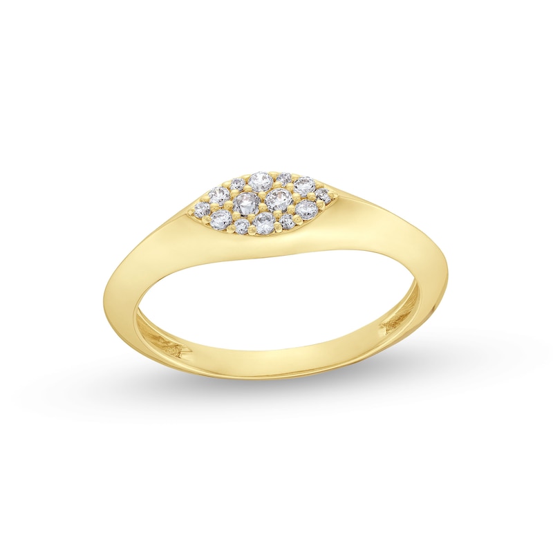 Main Image 1 of 1/6 CT. T.W. Marquise-Shaped Multi-Diamond Signet Ring in 10K Yellow Gold