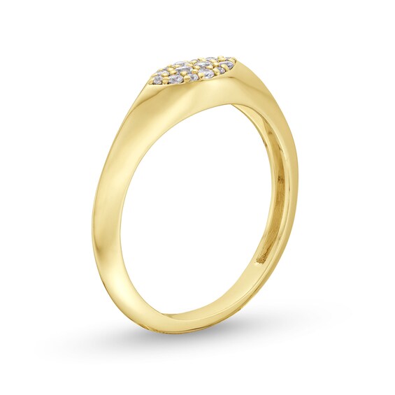 1/6 CT. T.w. Marquise-Shaped Multi-Diamond Signet Ring in 10K Yellow Gold