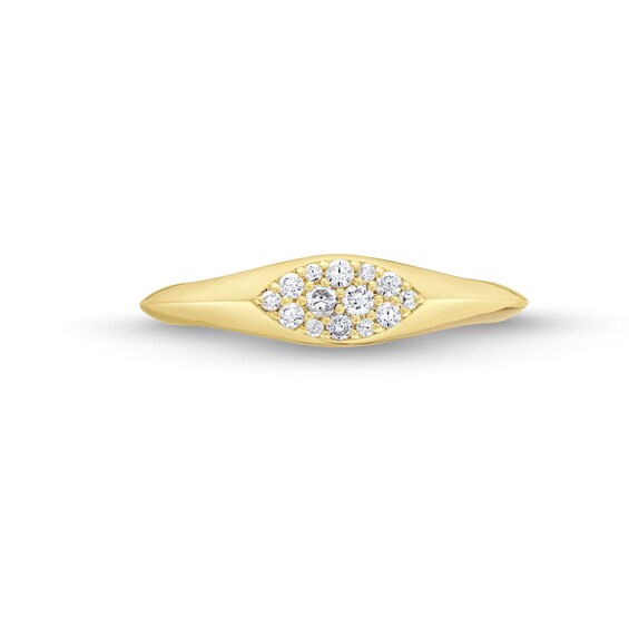 1/6 CT. T.w. Marquise-Shaped Multi-Diamond Signet Ring in 10K Yellow Gold