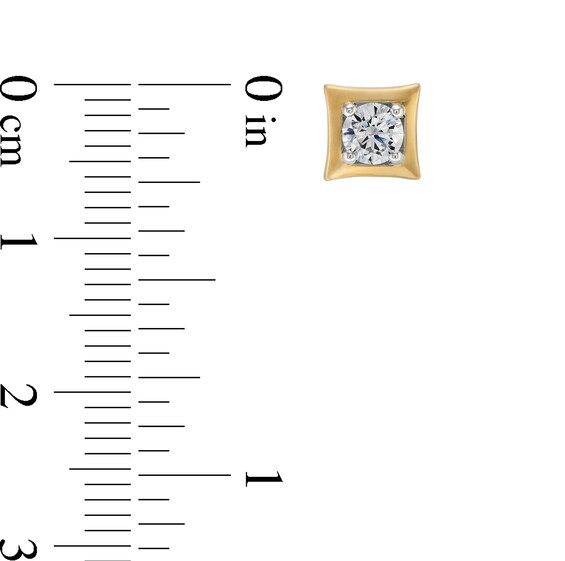 1/2 CT. T.w. Diamond Solitaire Concave Square Frame Stud Earrings in 10K Gold
