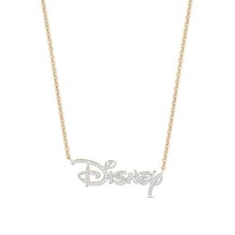 Enchanted Disney 1/6 CT. T.W. Diamond Script Necklace in 10K Gold