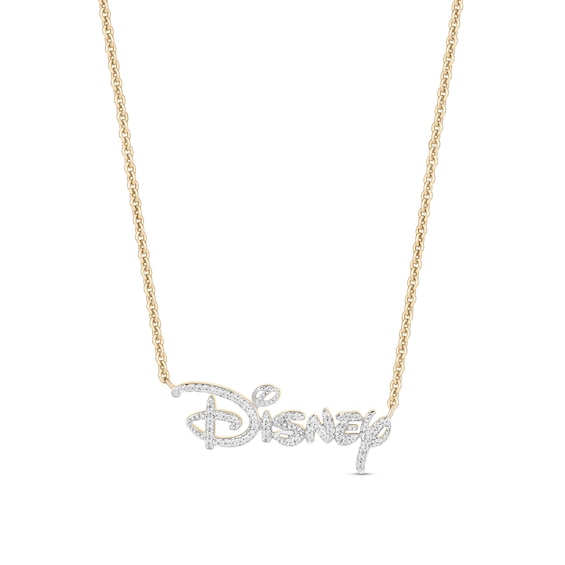 Enchanted Disney 1/6 CT. T.w. Diamond Script Necklace in 10K Gold