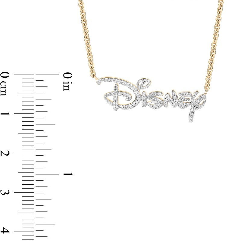 Main Image 3 of Enchanted Disney 1/6 CT. T.W. Diamond Script Necklace in 10K Gold