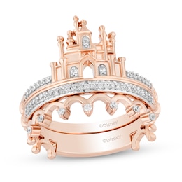 Enchanted Disney 1/5 CT. T.W. Diamond Castle Ring Set in 10K Rose Gold