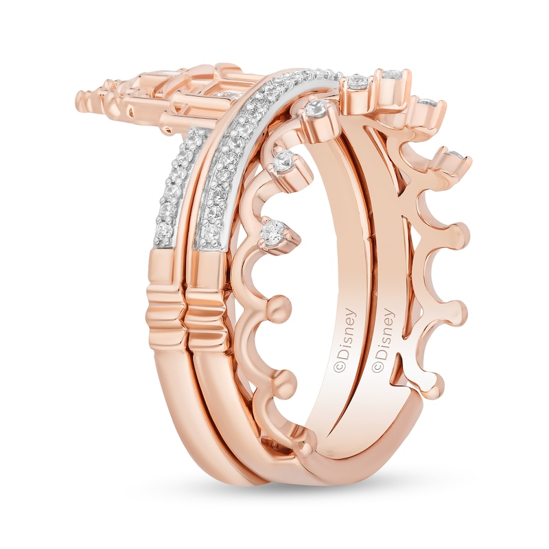 Main Image 2 of Enchanted Disney 1/5 CT. T.W. Diamond Castle Ring Set in 10K Rose Gold