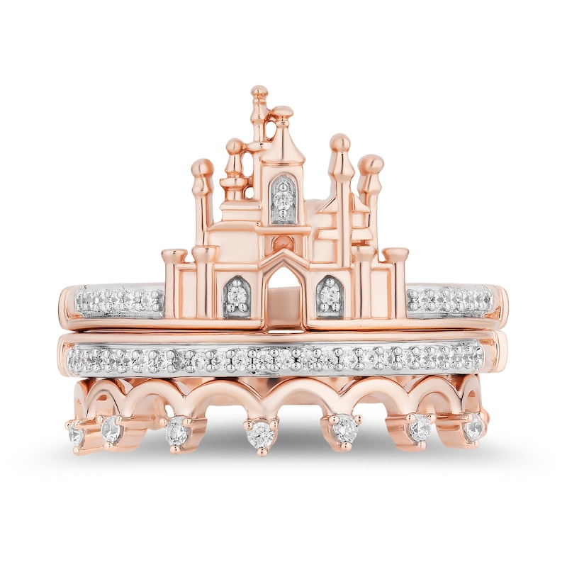 Main Image 3 of Enchanted Disney 1/5 CT. T.W. Diamond Castle Ring Set in 10K Rose Gold
