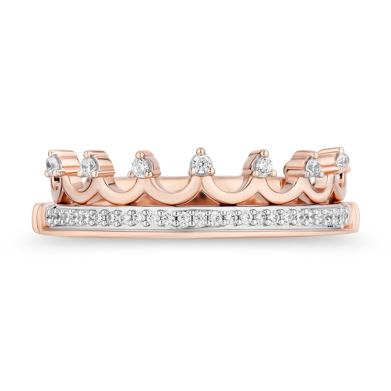 Main Image 6 of Enchanted Disney 1/5 CT. T.W. Diamond Castle Ring Set in 10K Rose Gold