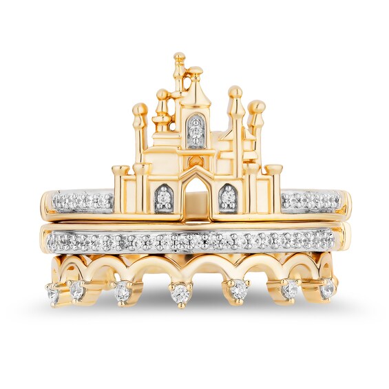 Enchanted Disney 1/5 CT. T.w. Diamond Castle Ring Set in 10K Gold