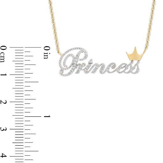 Enchanted Disney Princess 1/10 CT. T.w. Diamond "Princess" with Crown Necklace in 10K Gold â 18â