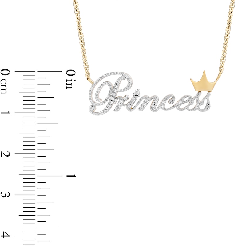 Main Image 3 of Enchanted Disney Princess 1/10 CT. T.W. Diamond "Princess" with Crown Necklace in 10K Gold – 18”