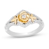Thumbnail Image 1 of Enchanted Disney Belle 1/5 CT. T.W. Diamond Rose Split Shank Ring in Sterling Silver and 10K Gold