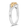Thumbnail Image 2 of Enchanted Disney Belle 1/5 CT. T.W. Diamond Rose Split Shank Ring in Sterling Silver and 10K Gold