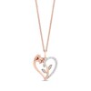 Thumbnail Image 1 of Enchanted Disney Belle 1/10 CT. T.W. Diamond Rose and Heart Pendant in 10K Rose Gold - 19"