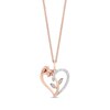 Enchanted Disney Belle 1/10 CT. T.w. Diamond Rose and Heart Pendant in 10K Rose Gold - 19"