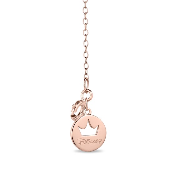 Enchanted Disney Belle 1/10 CT. T.w. Diamond Rose and Heart Pendant in 10K Rose Gold - 19"