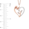 Thumbnail Image 3 of Enchanted Disney Belle 1/10 CT. T.W. Diamond Rose and Heart Pendant in 10K Rose Gold - 19"