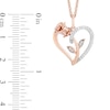 Thumbnail Image 2 of Enchanted Disney Belle 1/10 CT. T.W. Diamond Rose and Heart Pendant in 10K Rose Gold - 19"