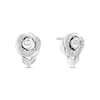 Thumbnail Image 2 of Enchanted Disney Belle 1/15 CT. T.W. Diamond Rose Stud Earrings in 10K White Gold