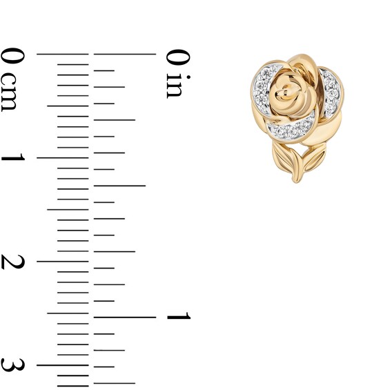 Enchanted Disney Belle 1/15 CT. T.w. Diamond Rose Stud Earrings in 10K Gold